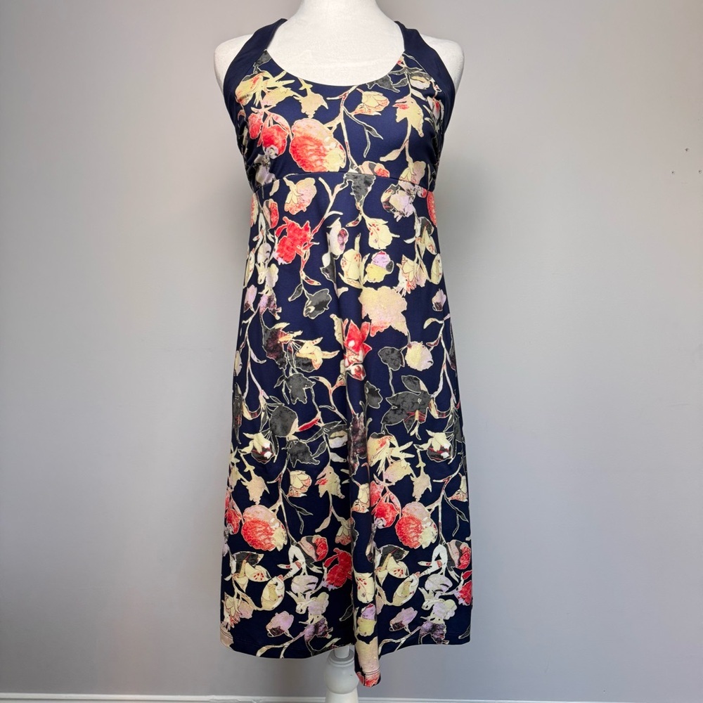 Patagonia Morning Glory Blue Floral Twist Strap Dress Outdoor Active Granola